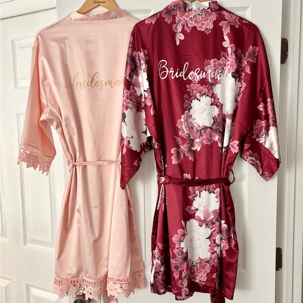 Bridesmaid Robes - Pink and Burgundy